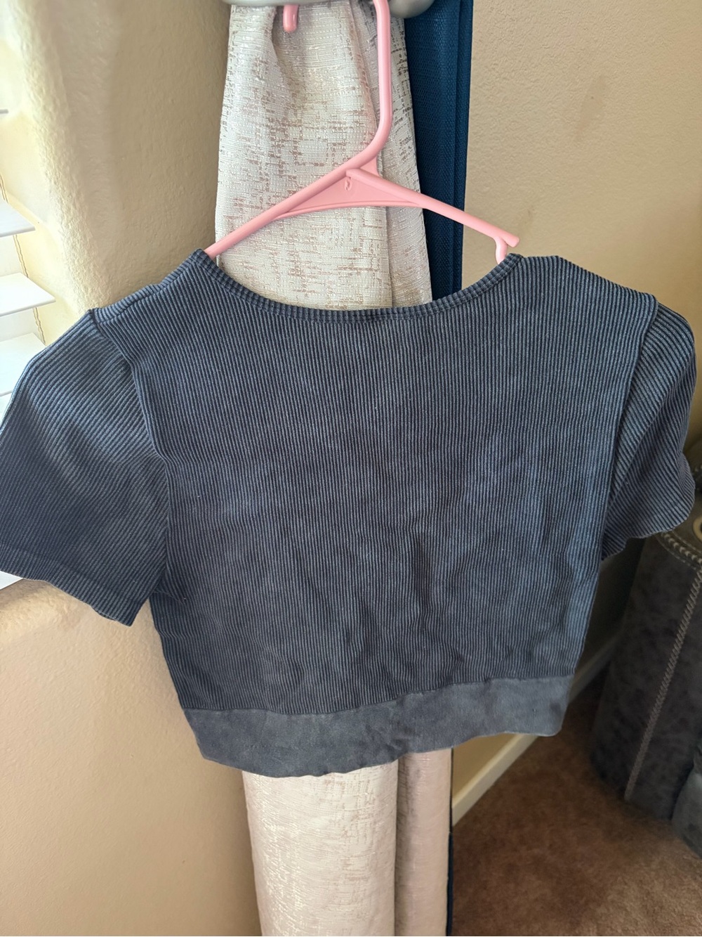 One Step Ahead Ribbed Crop Top in Slate Gray